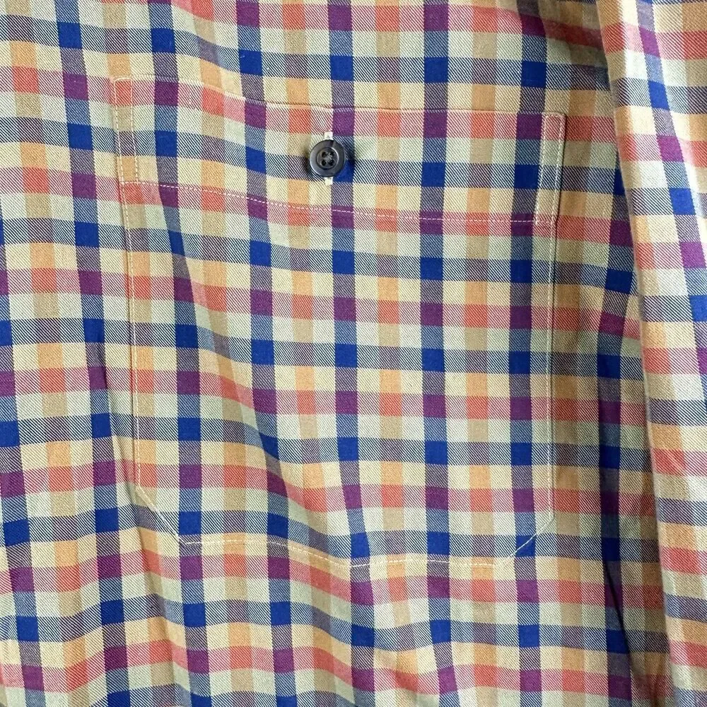 Scott Barber Shirt Mens XL Gingham Plaid Preppy Cotton Button Down Pocket LS
